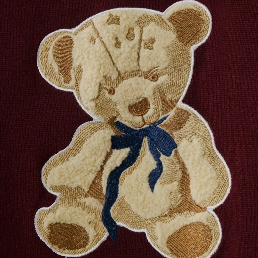 New Women's Burgundy Adorable Graphic Teddy Bear Knit Sweater Soft & Cozy XXL - Picture 4 of 10